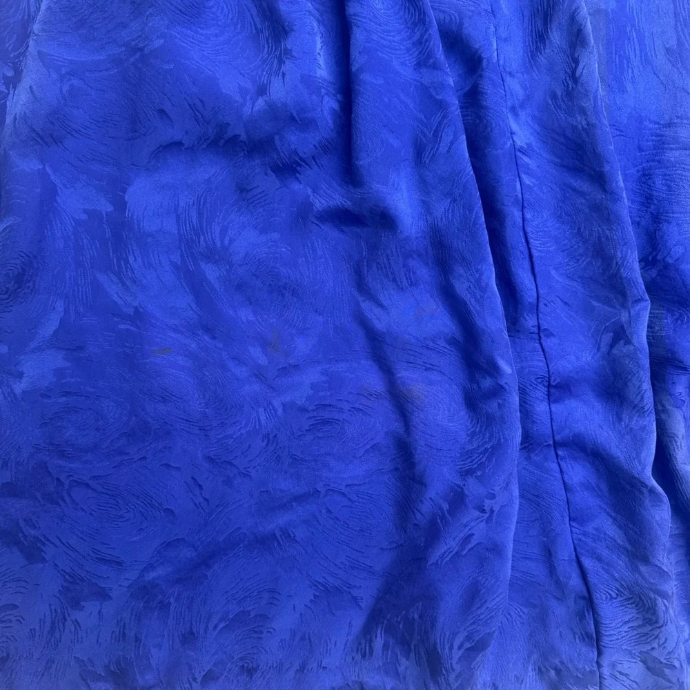 Vintage Argenti Silk Skirt 8 Cobalt Blue Jacquard Pleated Button Front Midi